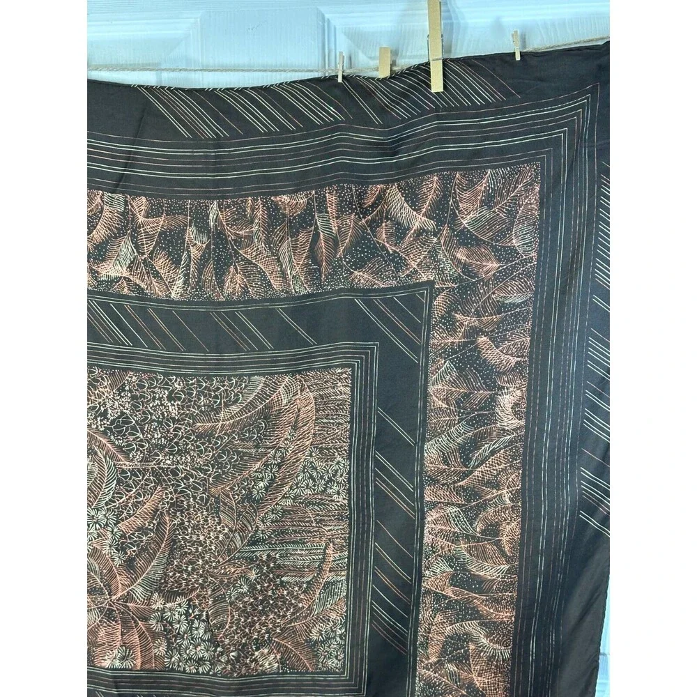 Ladies Scarf 100% Silk Hand Painted & Hand Rolled Brown 31in x 29.5in Abstract